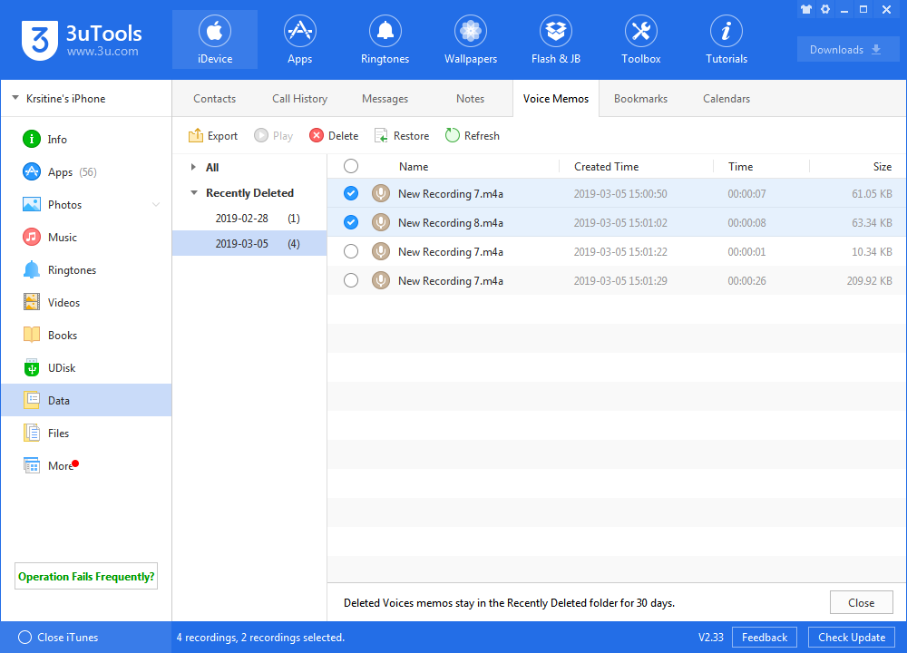How to Manage  iPhone’s Voice Memos Using 3uTools?